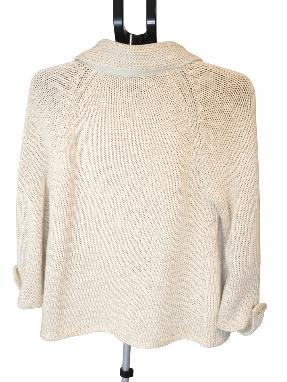 Lauren Ralph Lauren Cream Knit Button-Up Jacket - Picture 2 of 4